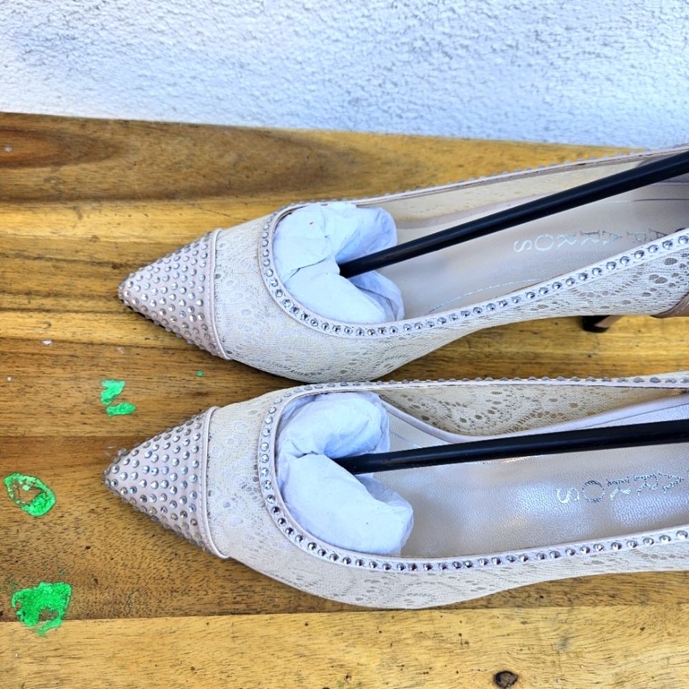 New Caparros Nude Satin Quillian Shoes Women's Size 9.5 - Picture 12 of 16